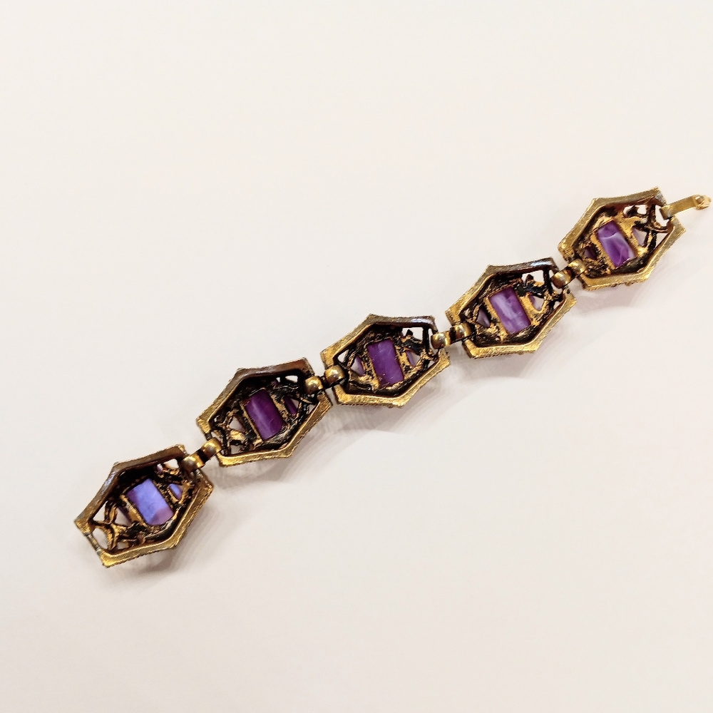 Vintage Marbled Purple Lucite Beautiful Bracelet - Picture 7 of 7